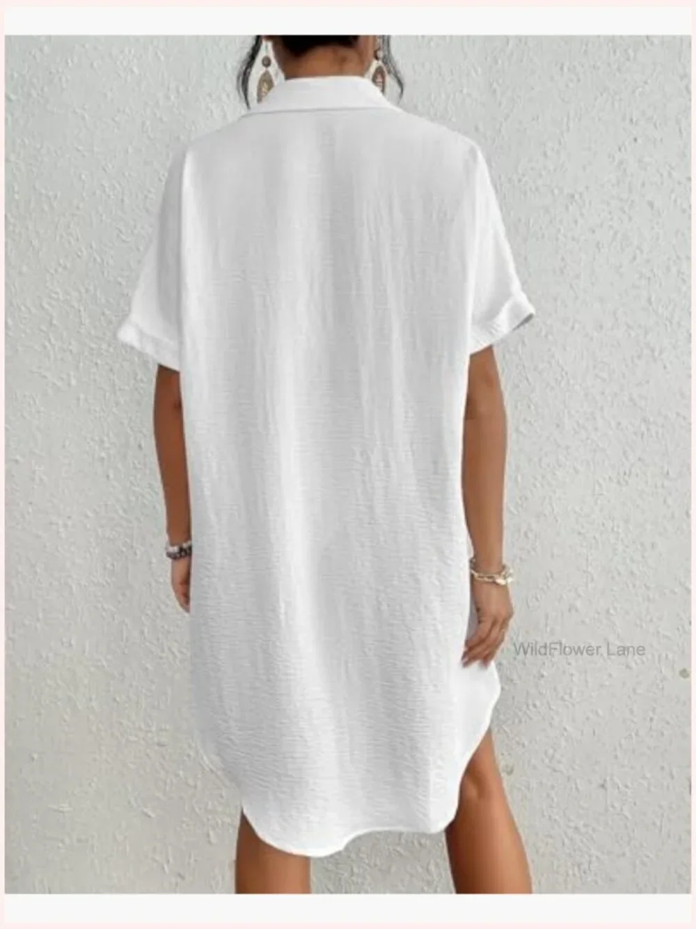 Short Sleeve Button Down Shirt Dress Cover Up Beach Vacation Outfit